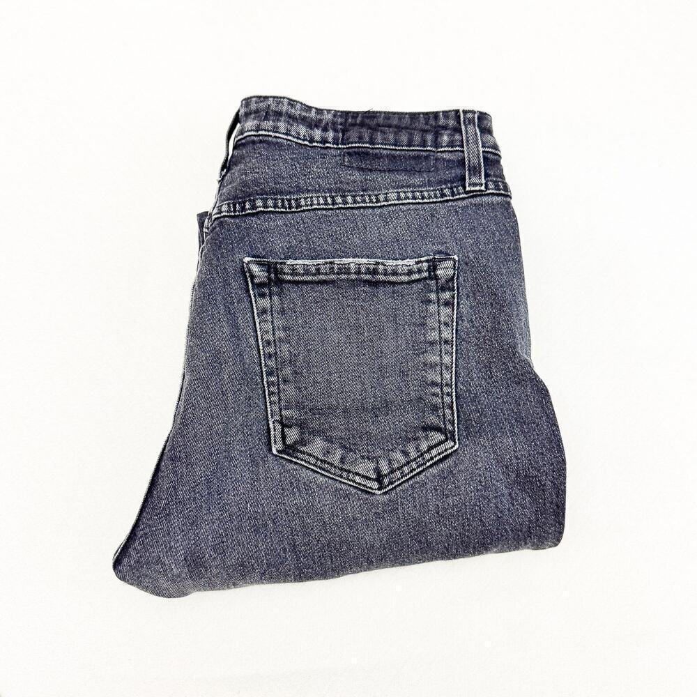 AMO High Rise Stix Crop Washed Black Denim Jeans Charcoal Size 30